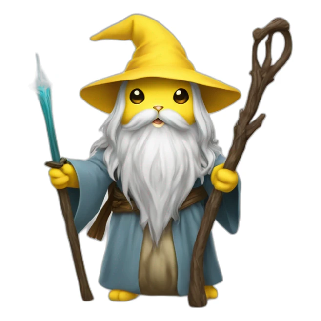 Gandalf Pikachu with a staff sticker