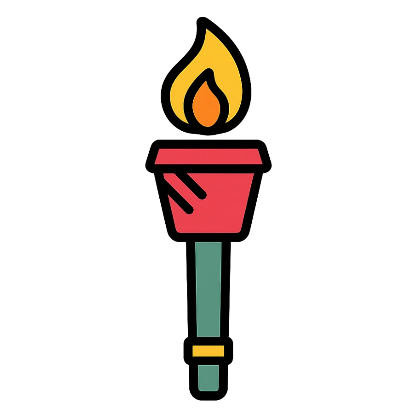 bamboo torch icon with color outline sticker