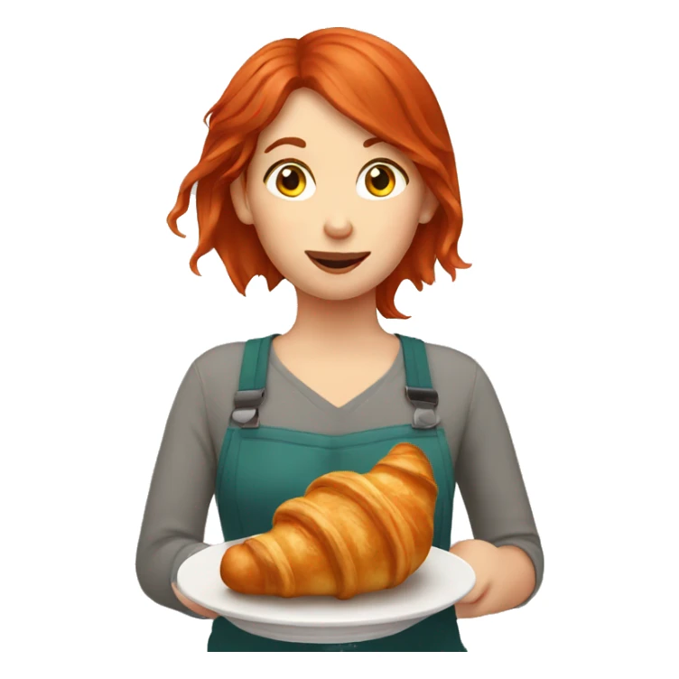girl eating croissant with red hair  sticker