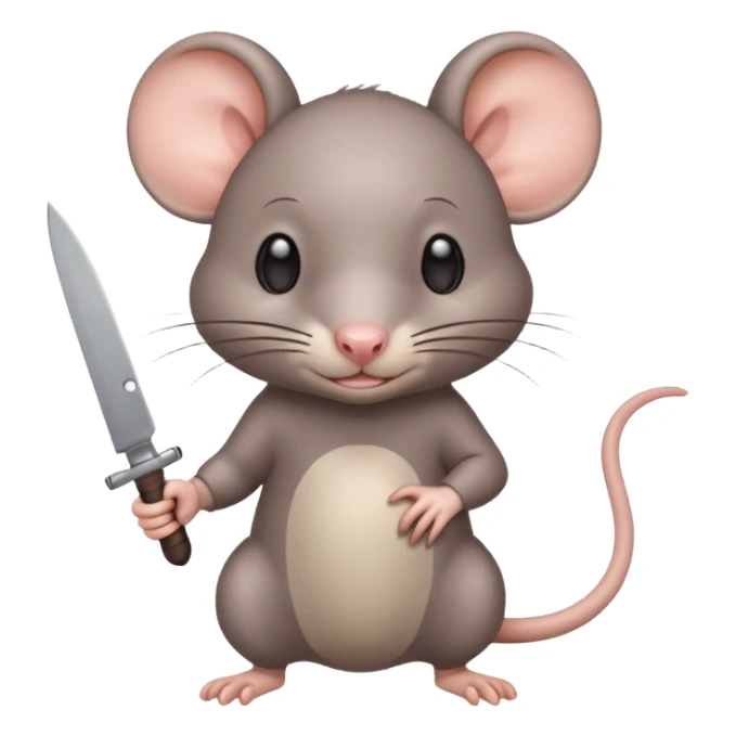 CREA UNA RATA KAWAII SOSTENIENDO UN CUCHILLO sticker