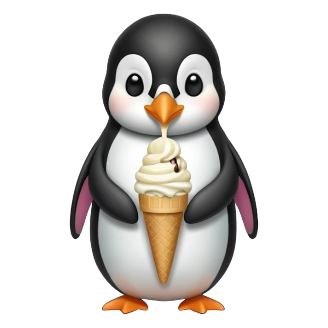 Penguin with ice cream at the mall sticker