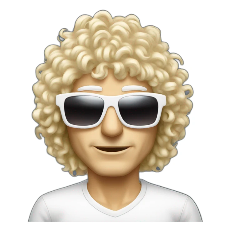michel polnareff with white sunglasses and long curly blond hairs sticker