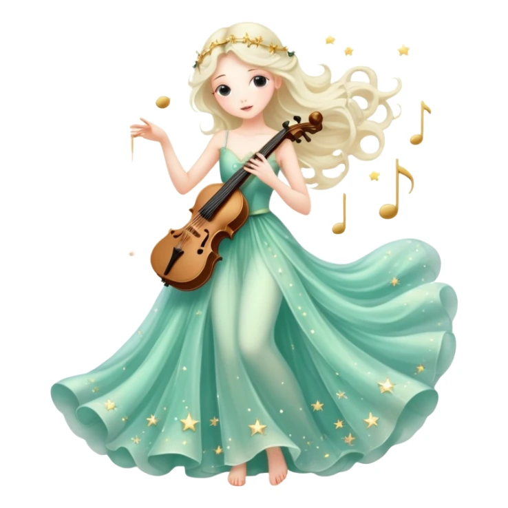 Ethereal fairy with Stars and music key sticker