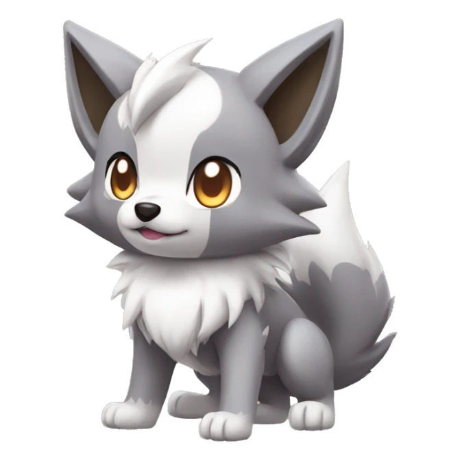 Kawaii Chibi Poochyena-Lycanroc-Pokémon Full Body sticker