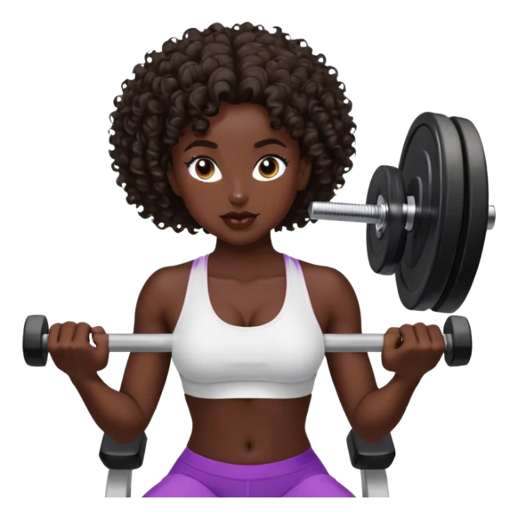brunete curl medium hair woman black skin working out sticker