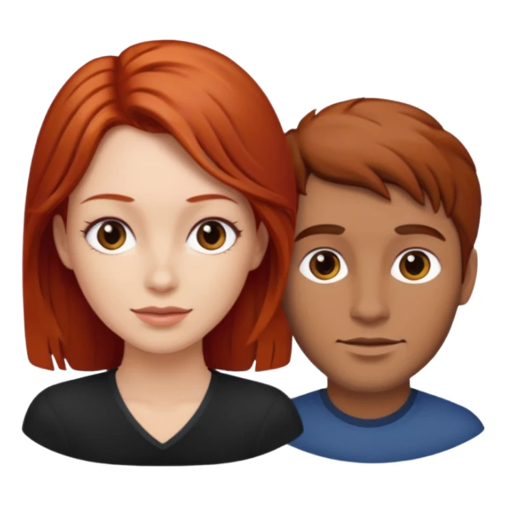 en base a esto👩🏻‍❤️‍💋‍👨🏻, hacer mujer pelirroja y hombre con pelo café sticker