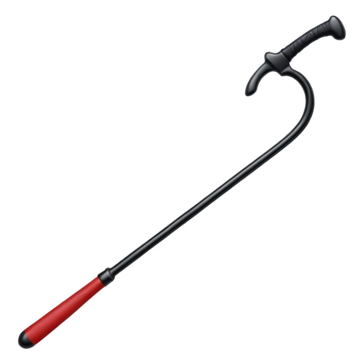 Riding crop with black handle and red tip sticker