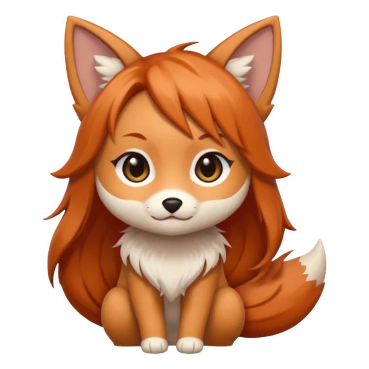 chibi kitsune cute copper hair kawaii sticker