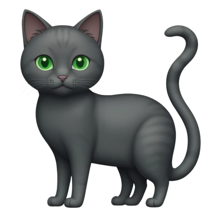 full body completely solid dark grey cat with green eyes and white paws sticker