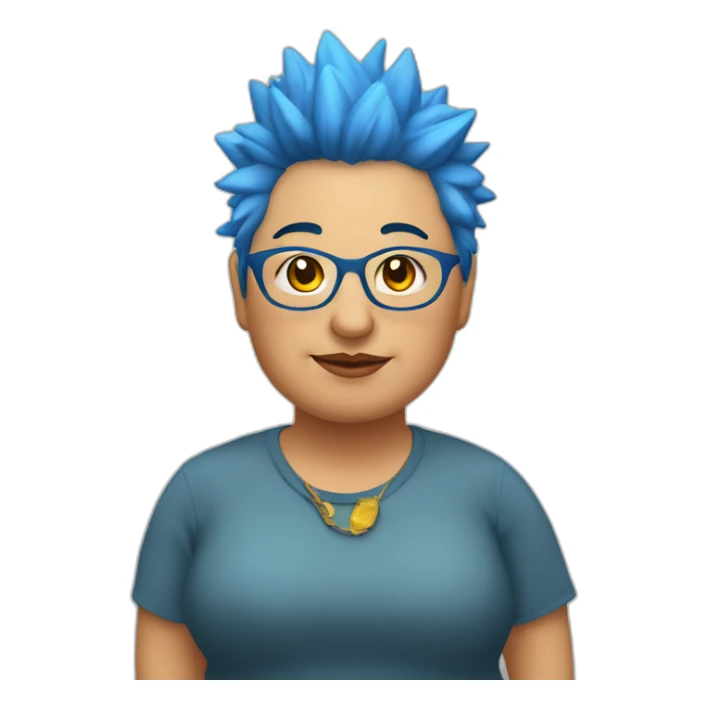 Older fat lesbian Chilean very short spiky bright blue hair sticker