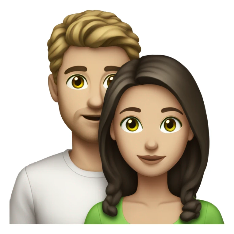 White couple dark brown hair green eyes sticker