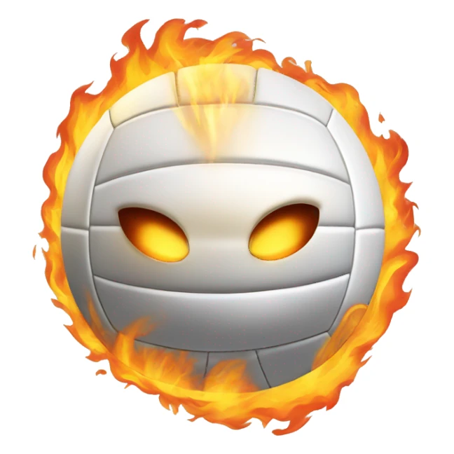 All white Volleyball with flames shooting of it sticker