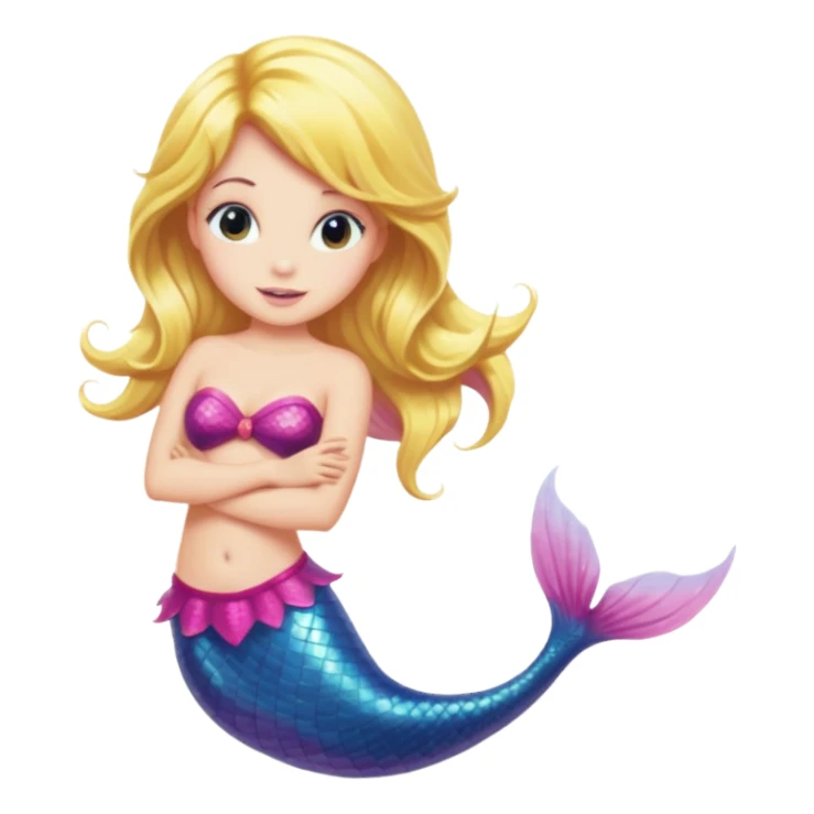 Mermaid with blonde hair and pink tail sticker