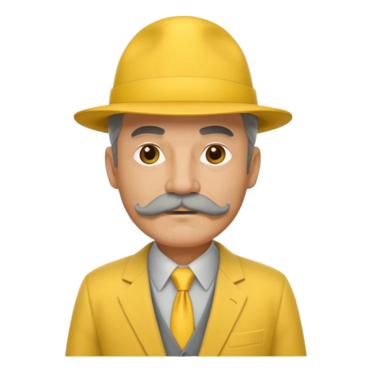 middle aged mobster with yellow colored suit and hat and grey mustache and grey beard sticker