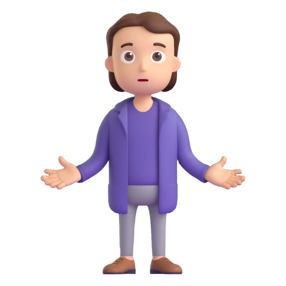 3D style shrugging person sticker