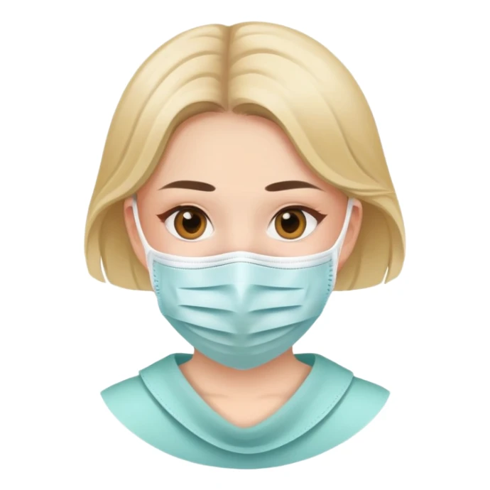 Crea a una niña sentada con una mascarilla  sticker