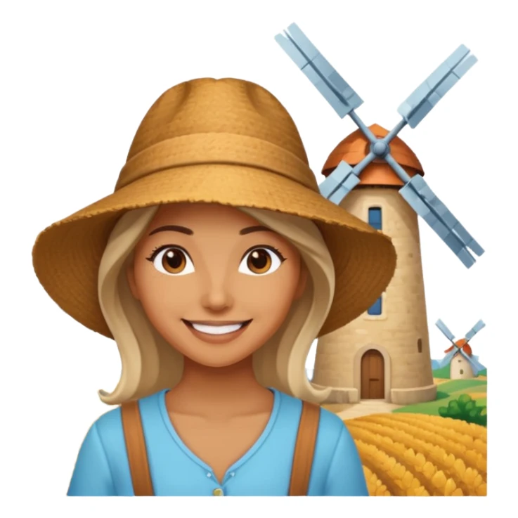 WOMAN WEARİNG ÇİFTÇİ HAT with  Windmills sticker