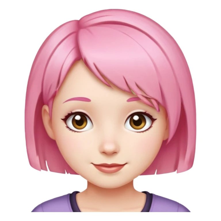 girl with short pink hair, happy face sticker