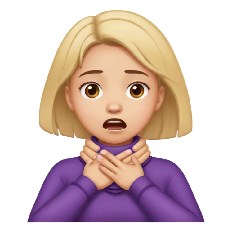 Girl with her hands over her neck in chocking emotion sticker