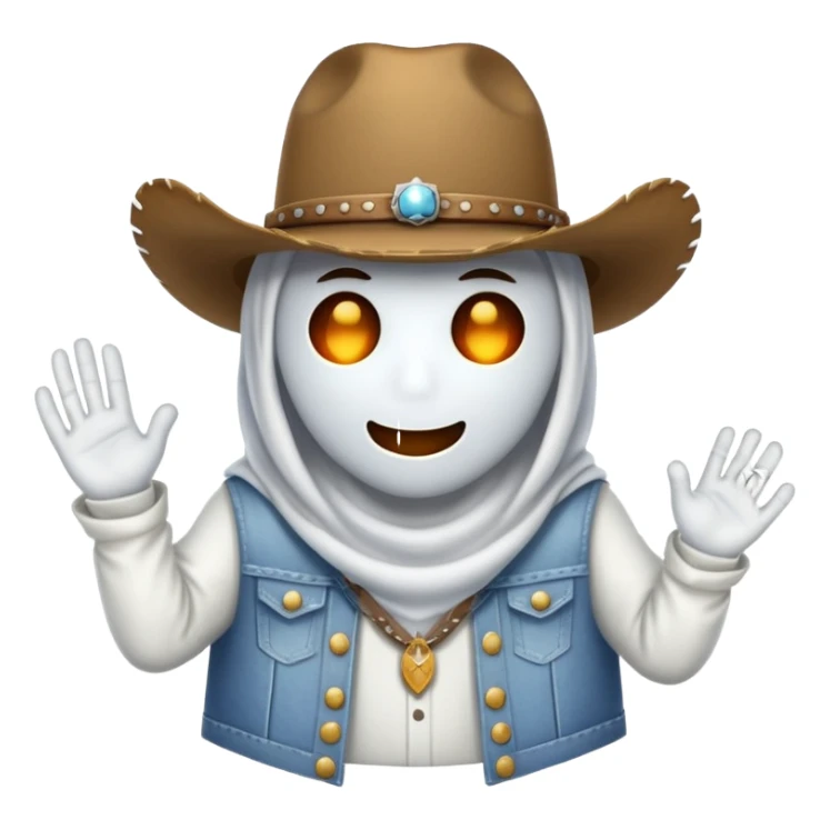  Ghost emoji that’s wearing cowboy hat and clothing sticker