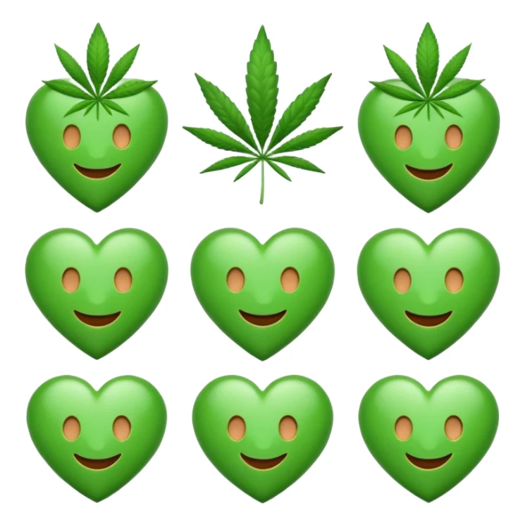 cannabis emoji with hearts sticker
