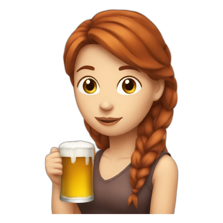 Red/brown hair woman drinking beer sticker