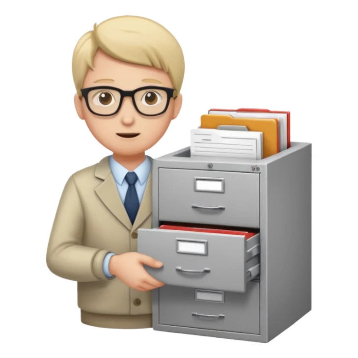  A person opening a filing cabinet to search for file sticker