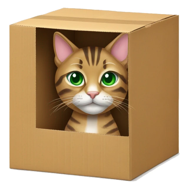 tabby cat with green eyes in cardboard box sticker