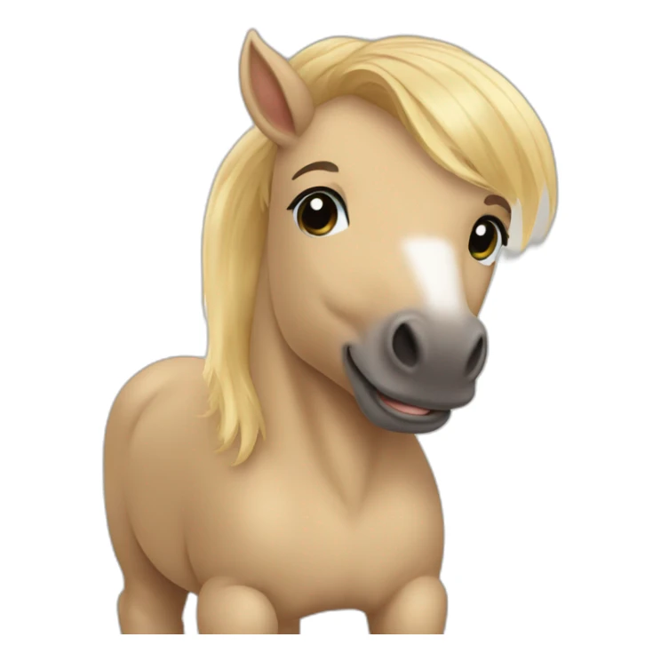 little boy smiling with blond hair and horse sticker