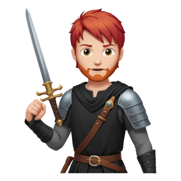 A man with red hair and a missing arm and weilds a sword sticker