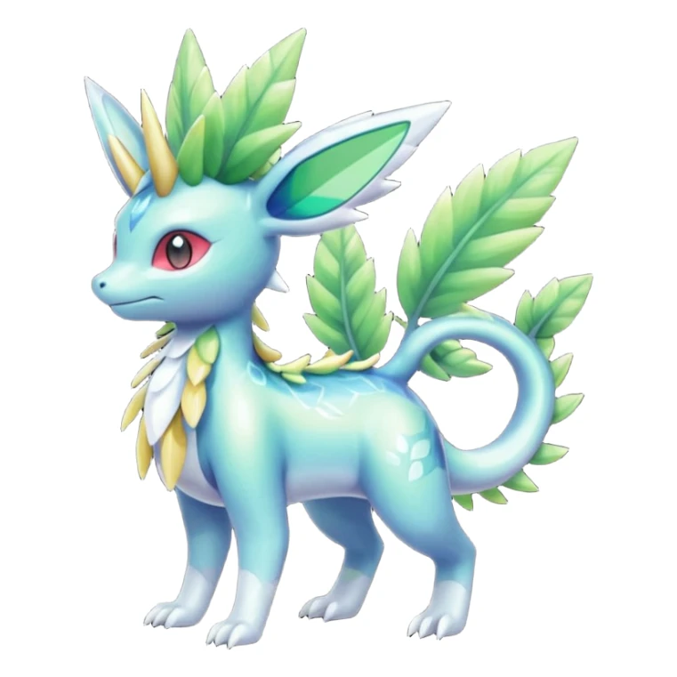 Shiny Colorful Tropical Shaymin-Vaporeon-Sceptile-Flygon-Meloetta-Pokémon-Fakémon-fusion, full body sticker
