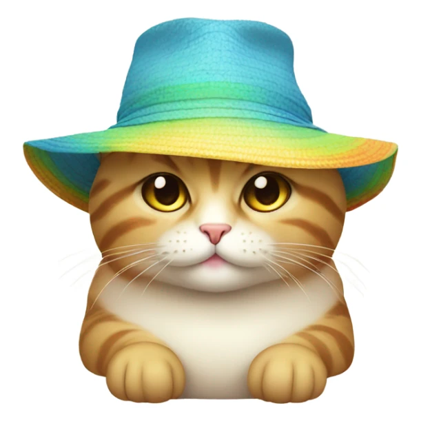 Cute fat cat wearing a sun hat  sticker