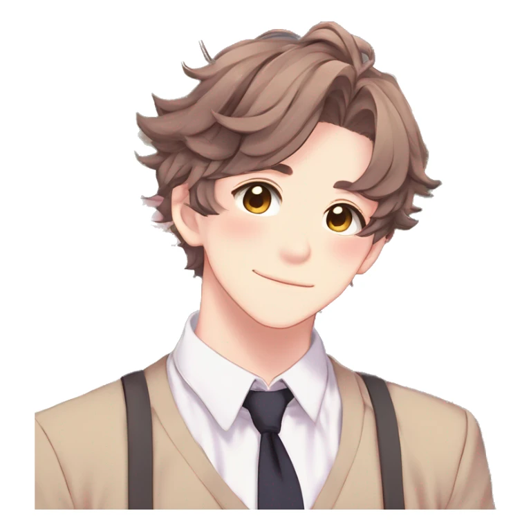 Gorgeous romantic hot attractive anime style modern gentlemanly anime shojo guy with pretty hair and colorful eyes and blushing face aesthetic trending style  pastelcore cottagecore kawaiicore sticker