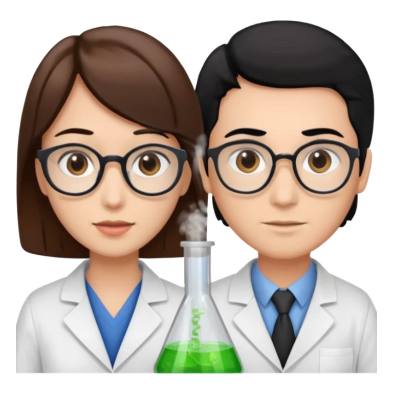 cientifica con cabello marrón y otra con cabello negro que sean blancas sticker