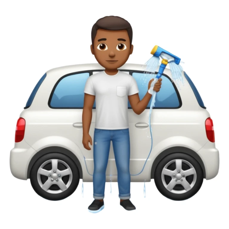 car washer black man with car  sticker