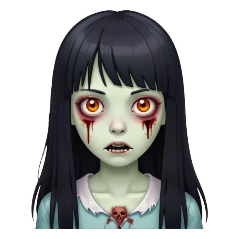 zumbie girl with black long straight hair with bangs (like this 🧟‍♀️) sticker