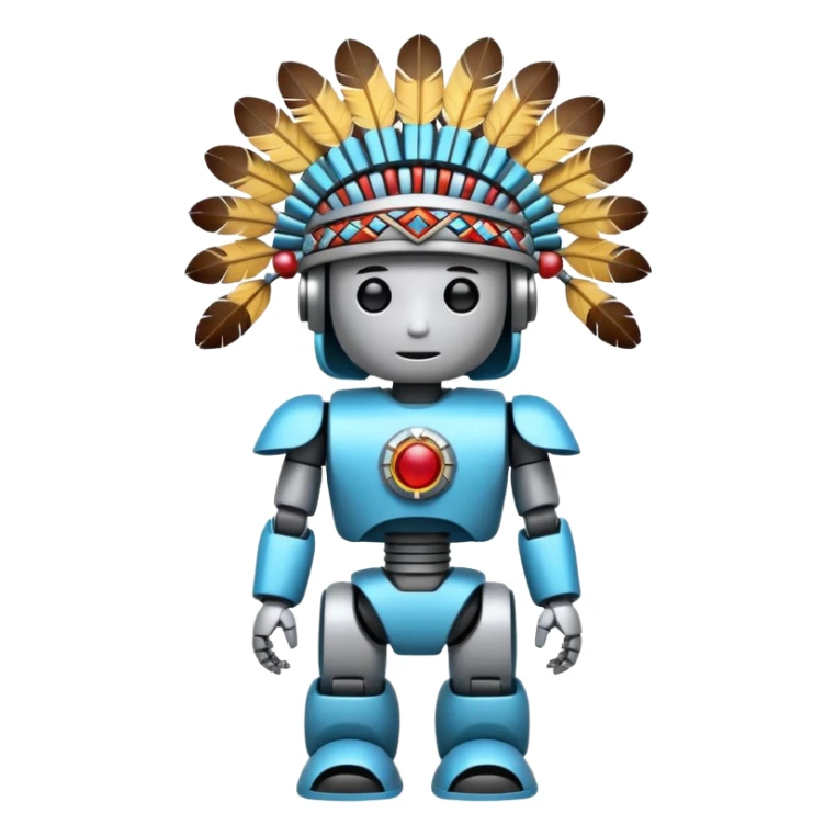 Full Robotic figure wearing native American regalia sticker