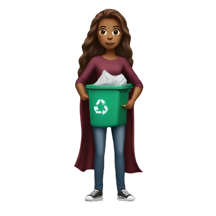 Beautiful burgundy long haired woman taking out the trash sticker