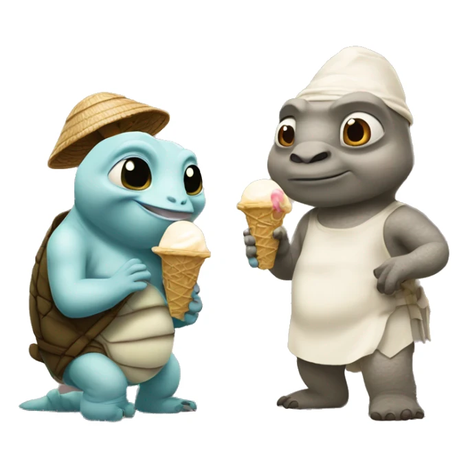 Master oogway and Kanye west eating ice cream  sticker