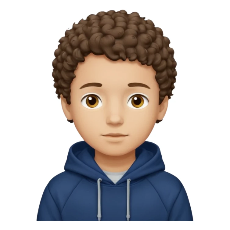 Boy with short curly hair and navy blue hoodie  sticker