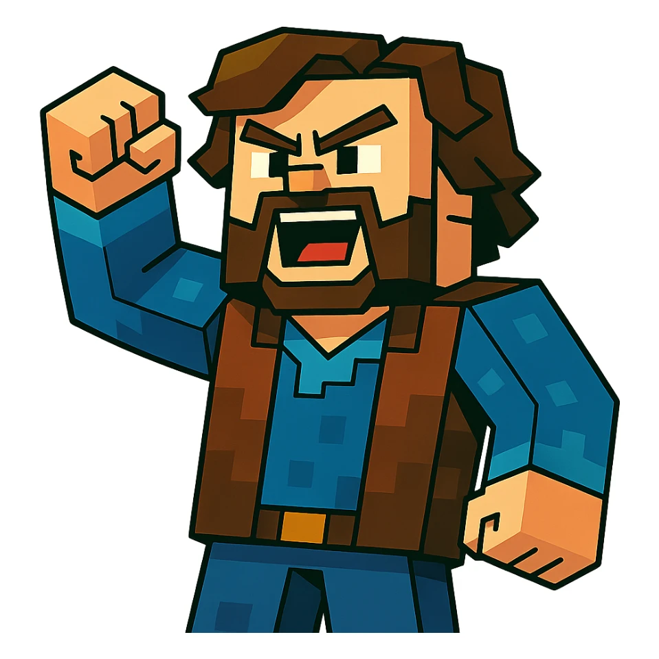 Jack Black as a Minecraft movie character sticker