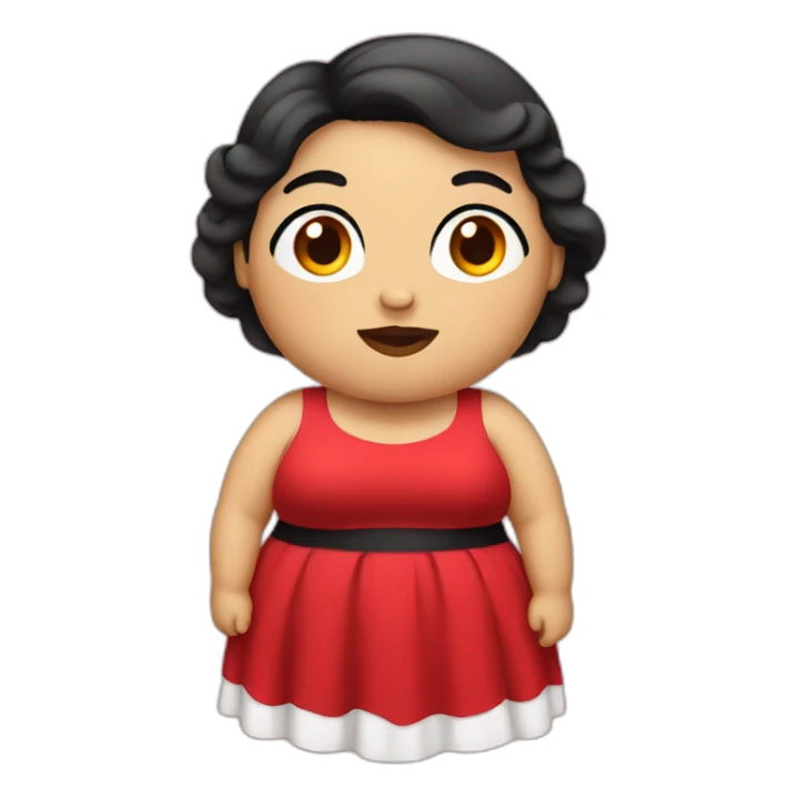 Fat woman with red dress with black hair sticker