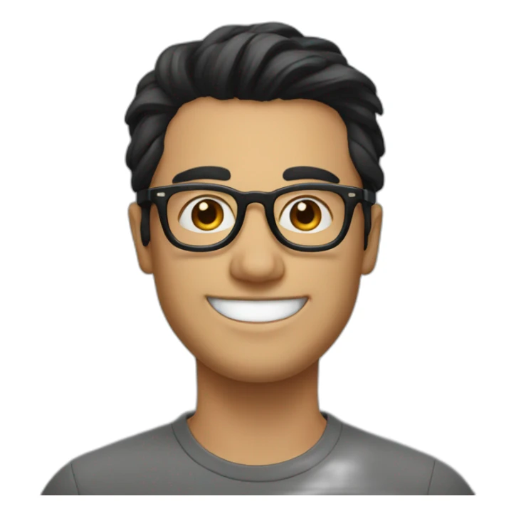 A guy with medium black hair,round eyewear smiling  sticker