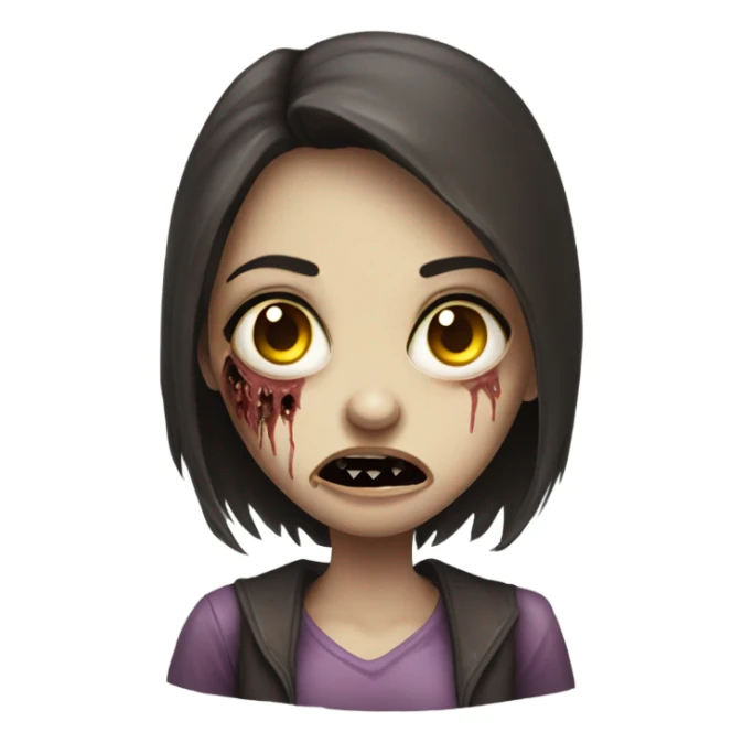 Brunette zombie girl in horror zombie  sticker