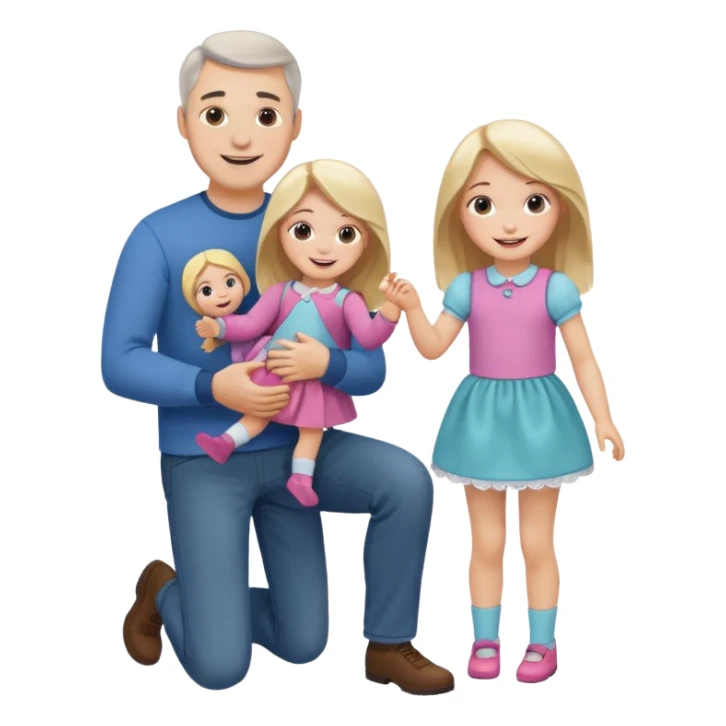 father and daughter playing dolls full body sticker