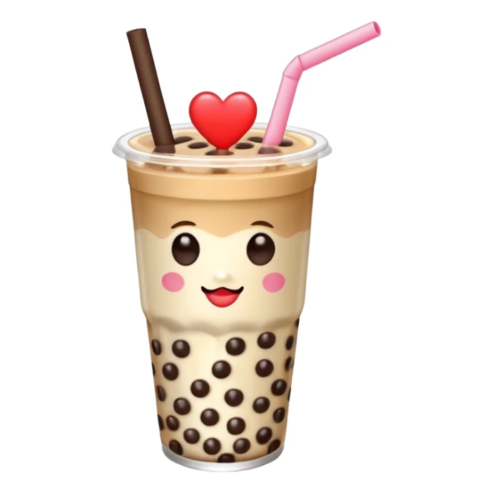 Boba tea with heart shaped boba pearls sticker