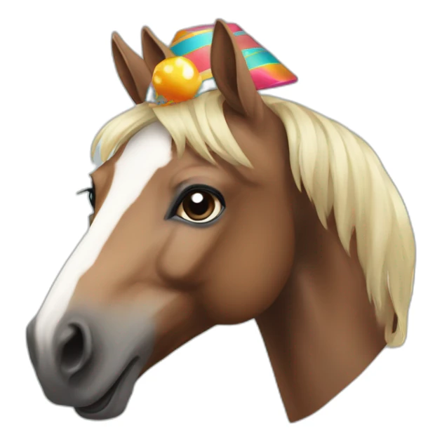 extremely fast party horse with party hat sticker
