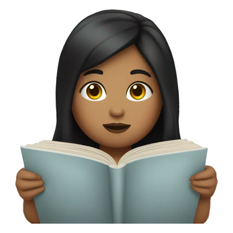 Chubby girl black hair reading sticker