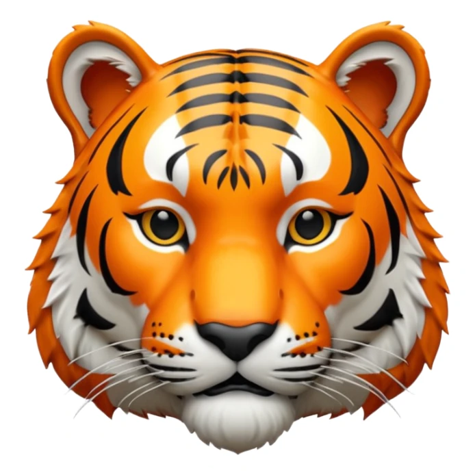 Create a highly polished, 3D game UI–style illustration of a  TIGER HEAD sticker