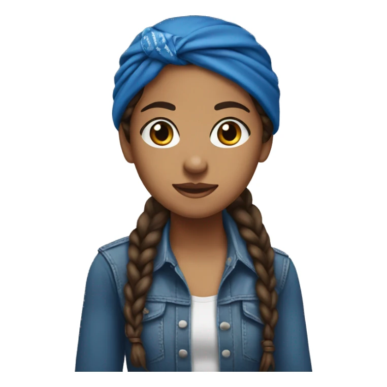Brunette girl with braids and blue western bandana sticker